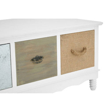 White Beach House Style Coffee Table with Three Drawers and Mixed Handle Design, Weymouth