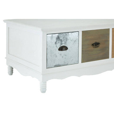 White Beach House Style Coffee Table with Three Drawers and Mixed Handle Design, Weymouth