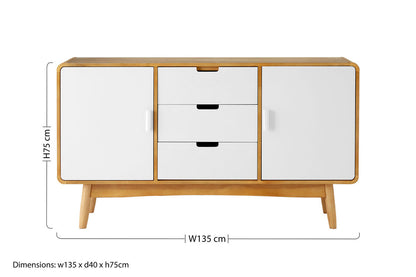 Malmo Sideboard | 3 Drawers and 2 Doors | Solid Oak Wood
