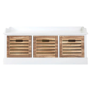 Portsmouth Natural and White Wooden 3 Drawer Bench