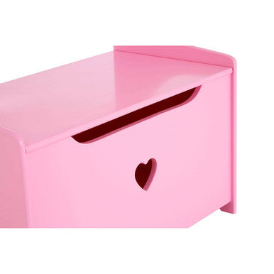 Kids Pink Heart Design Storage Box And Seat