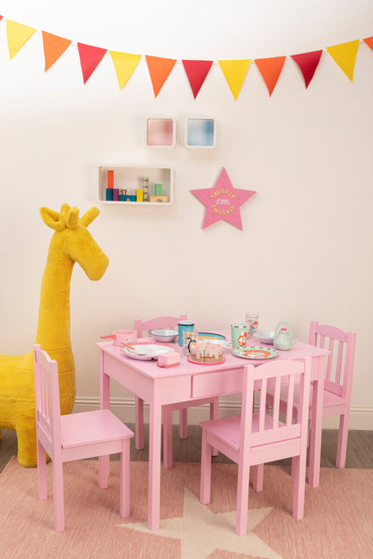 Kids 5 Piece Pink Table And Chair Set