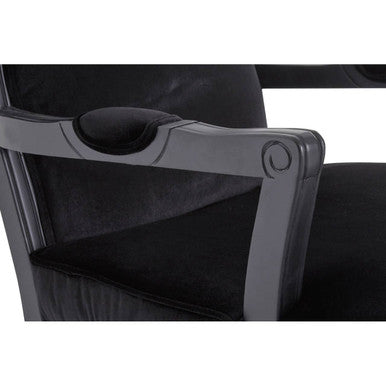 Rococo Black Shiny Velvet Chair And Footstool