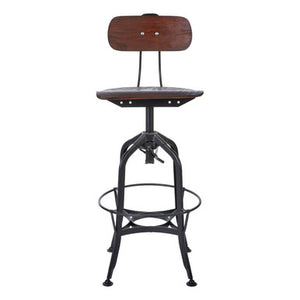 New Foundry Walnut Wood and Black Metal Bar Chair