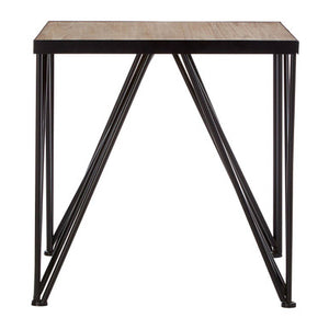 New Foundry Natural Wooden and Black Metal Side Table