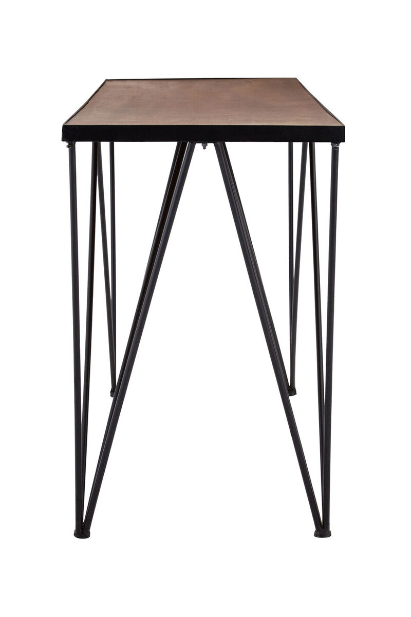 Brown Wood Top Console Table with Black Iron Legs, New Foundry