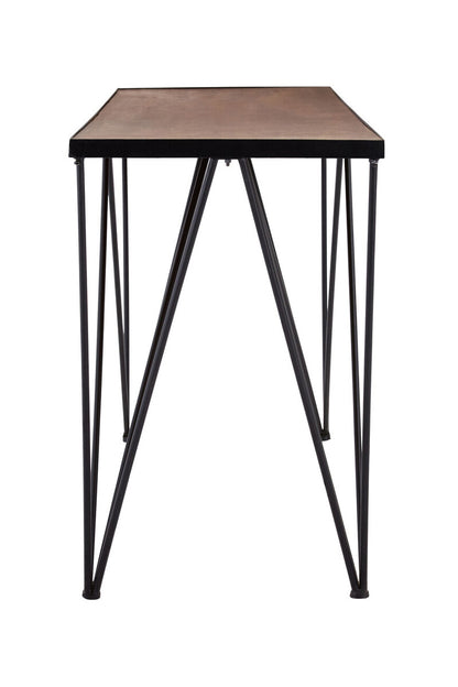 Brown Wood Top Console Table with Black Iron Legs, New Foundry