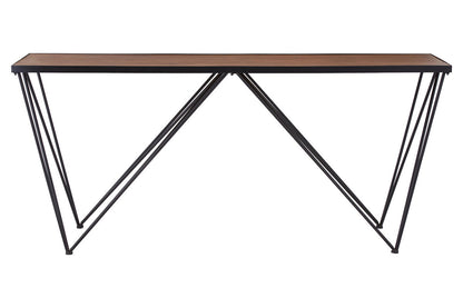 Brown Wood Top Console Table with Black Iron Legs, New Foundry