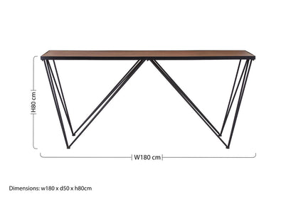Brown Wood Top Console Table with Black Iron Legs, New Foundry