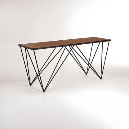 Brown Wood Top Console Table with Black Iron Legs, New Foundry