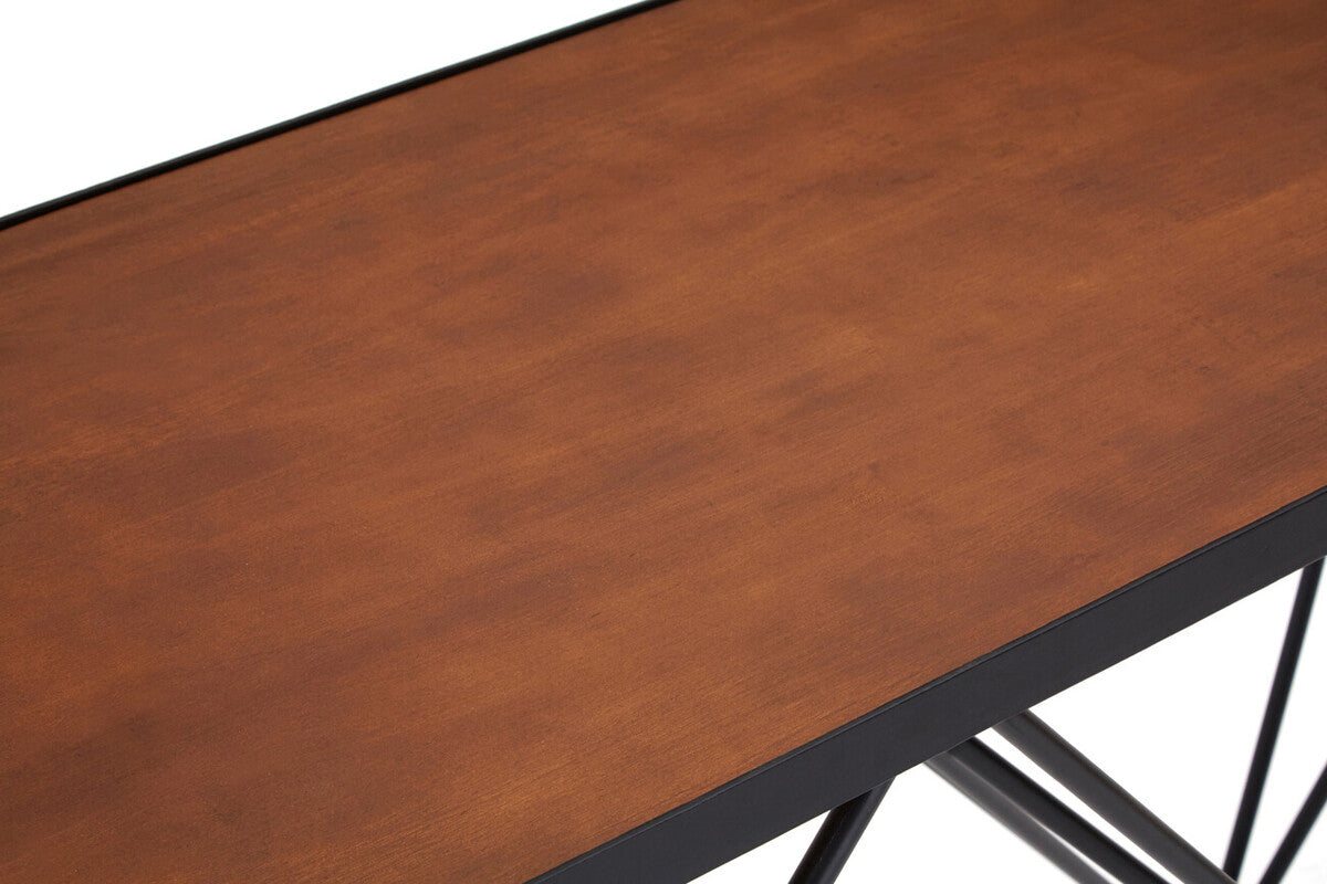 Brown Wood Top Console Table with Black Iron Legs, New Foundry