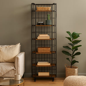 Wood and Metal 6 Tier Shelf Unit | New Foundry