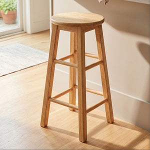 Natural Tropical Hevea Wood Bar Stool | Selby
