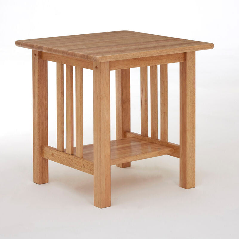 Wooden side table on a white background