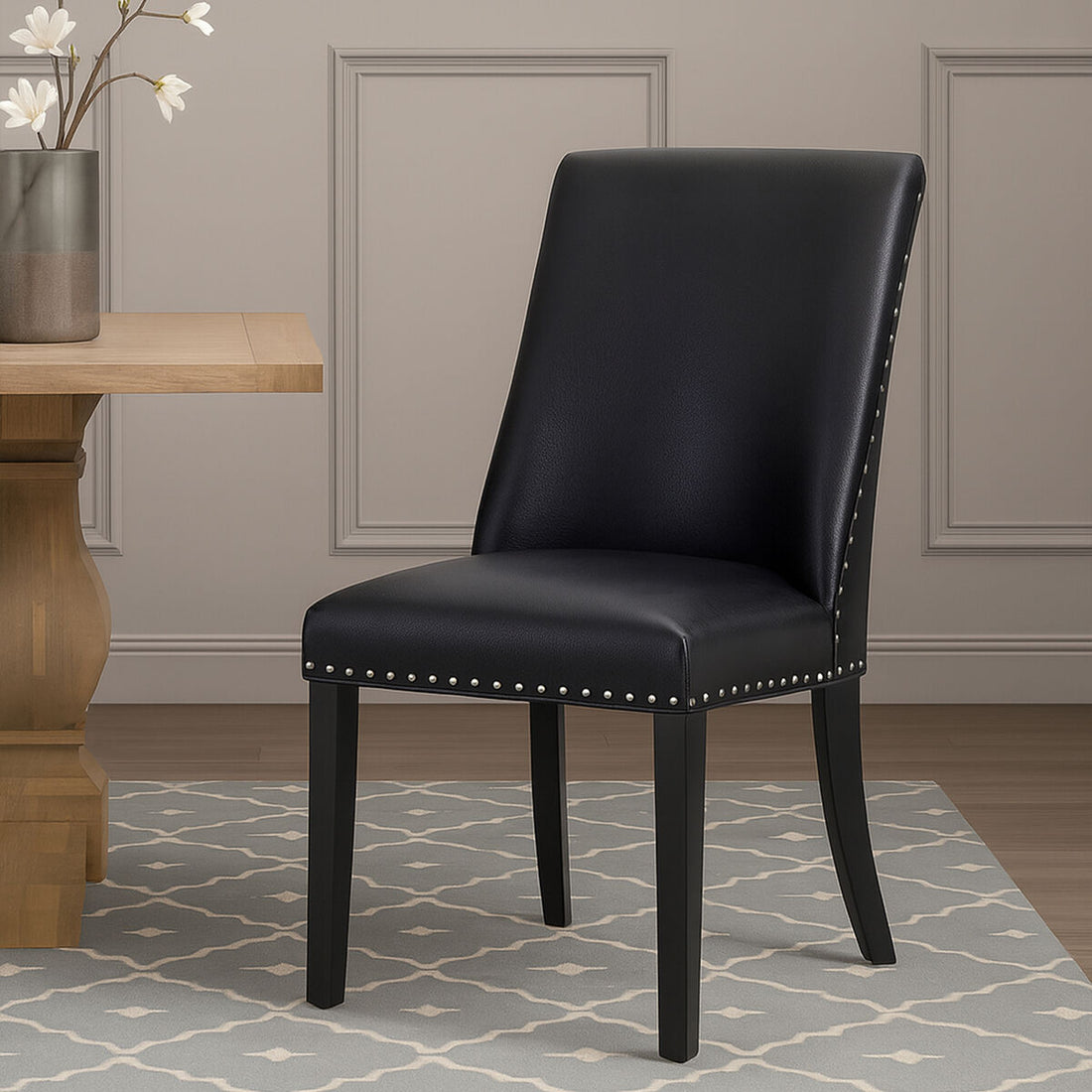 Rodeo Black Leather Effect Dining Chair