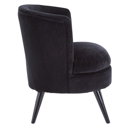 Round Plush Black Cotton Velvet Armchair