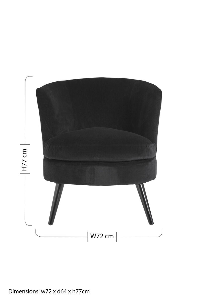Round Plush Black Cotton Velvet Armchair - image 7