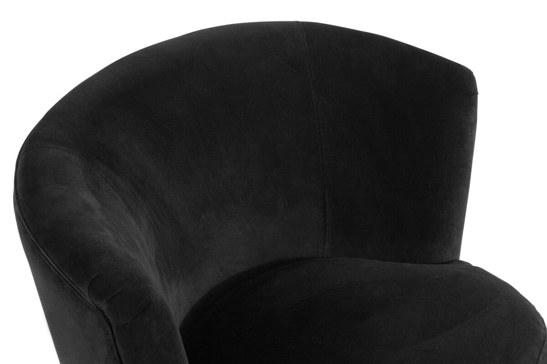 Round Plush Black Cotton Velvet Armchair - image 4