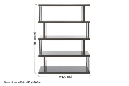 Maze 4 Tier Grey Gloss Shelf Unit