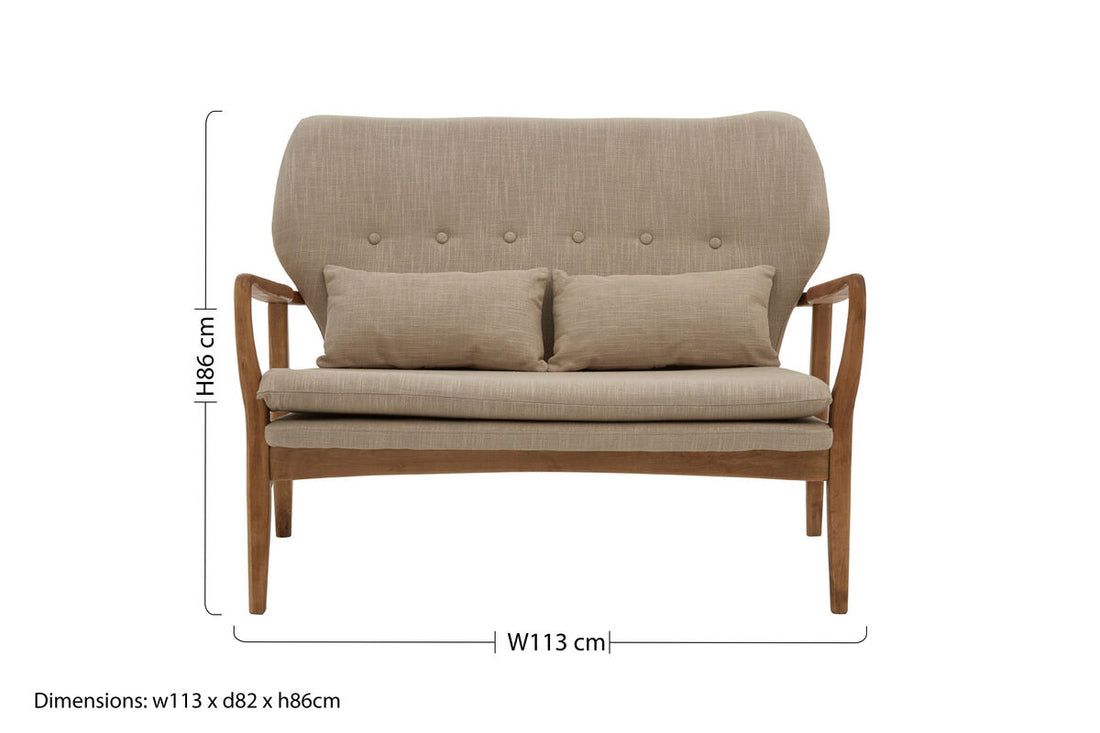 2 Seater Birch Wood Frame Sofa, Stockholm