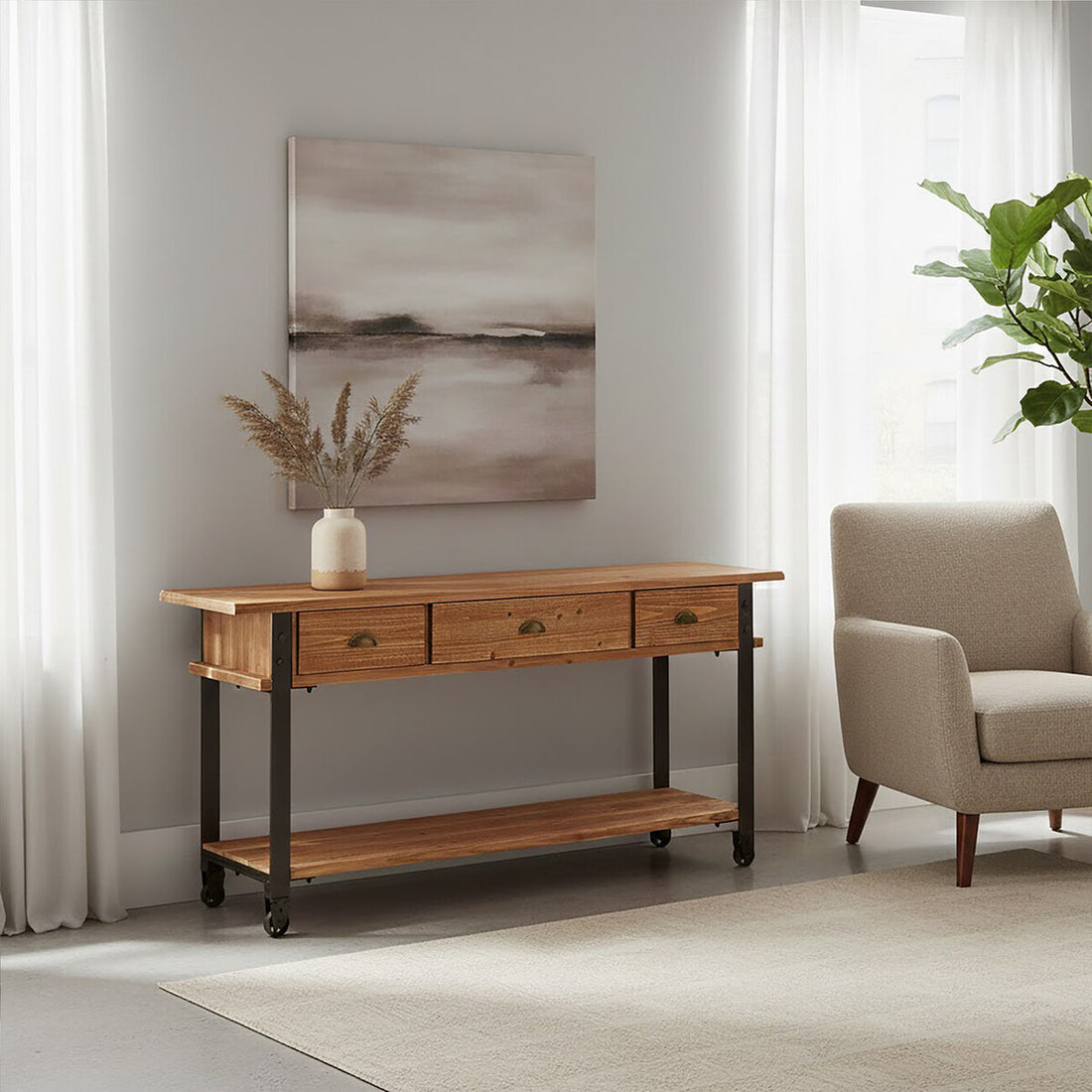 New Foundry 3 Drawer Console Table