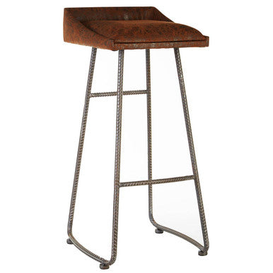 New Foundry Brown Leather Effect Bar Stool