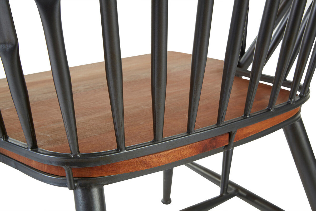 New Foundry Walnut Wood And Metal Armchair