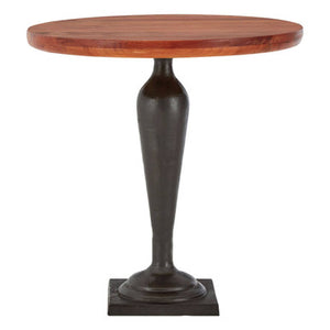 New Foundry Walnut Wood and Black Metal Round Side Table