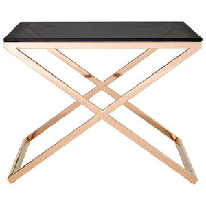 Montril Smoked Glass and Gold Finish Criss Cross Side Table