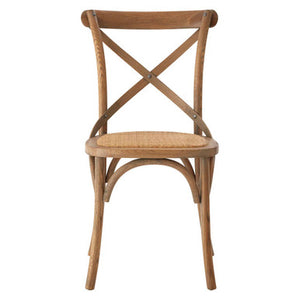 Lyon Grey Wash Oak Wood and Rattan Dining Chair