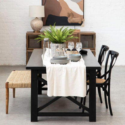 Lyon Black Oak Wood and Rattan Dining Chair