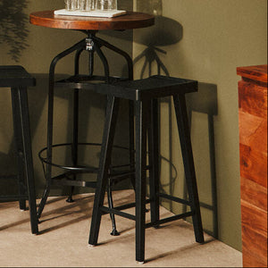 Lyon Black Oak Wood Bar Stool