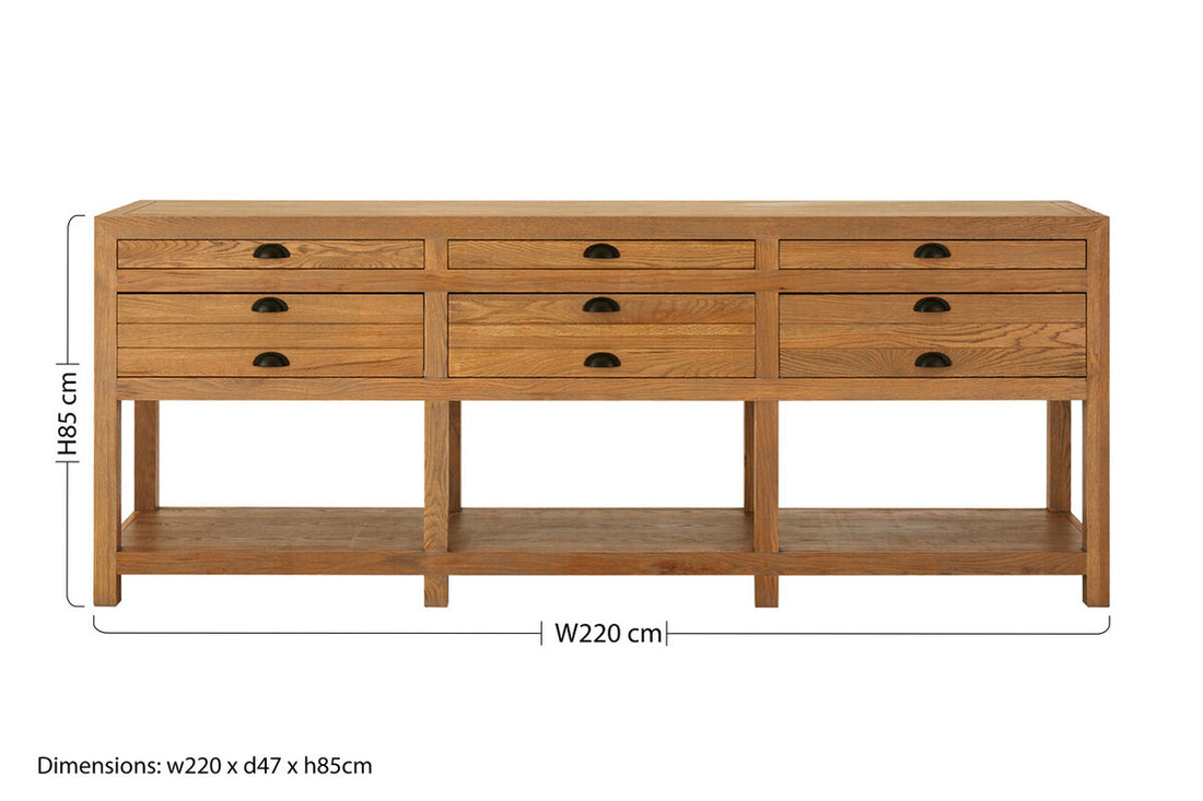 Lyon Washed Grey Oak Wood Console Table with Drawers
