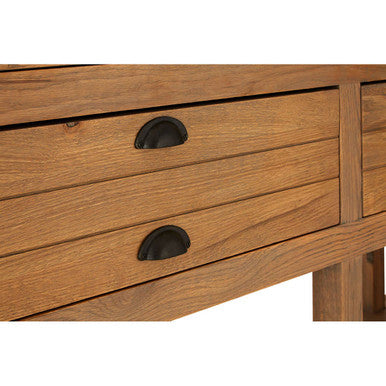 Lyon Washed Grey Oak Wood Console Table with Drawers