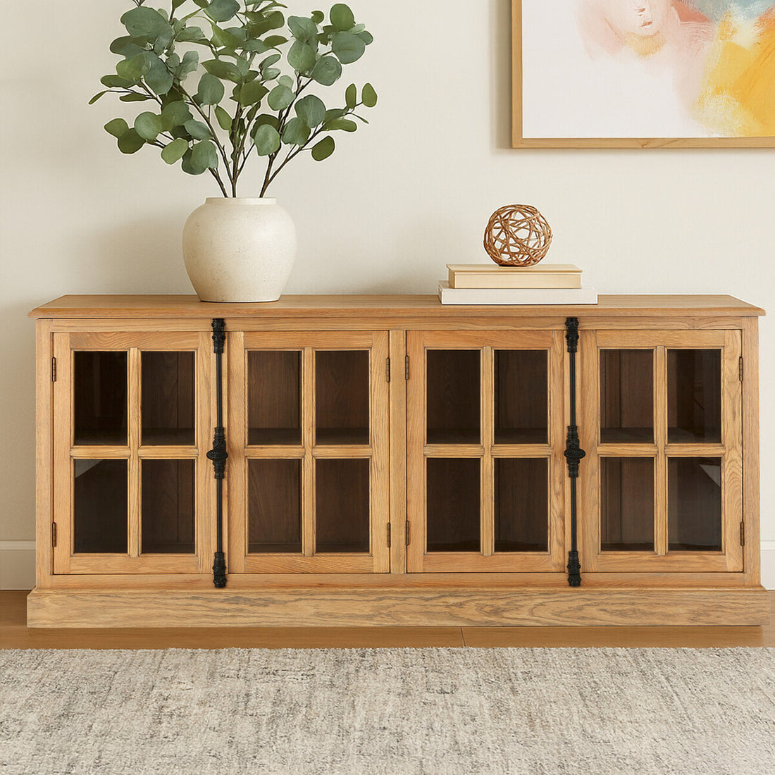 Lyon Oak Wood Sideboard with Washed Grey Finish - image 9