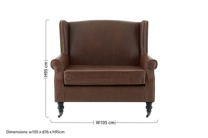Fulham Brown Leather Effect Wing Armchair