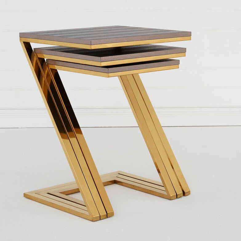 Pacific Faux Snake Skin Nest Of 3 Tables - image 1