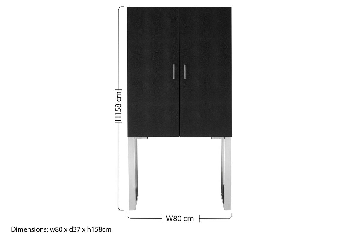 Pacific Black Faux Shark Skin Small Cabinet