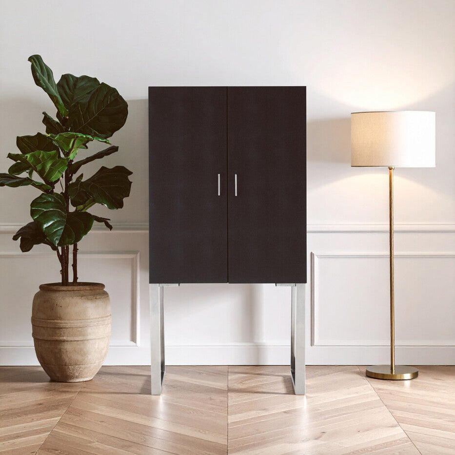 Pacific Black Faux Shark Skin Small Cabinet