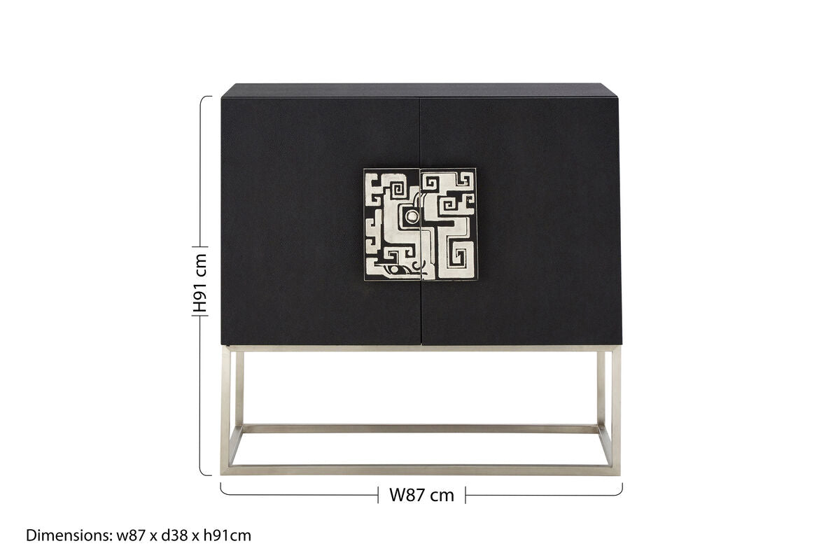 Pacific Black Faux Shark Skin Large Cabinet