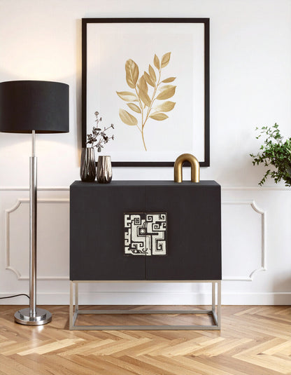 Pacific Black Faux Shark Skin Large Cabinet