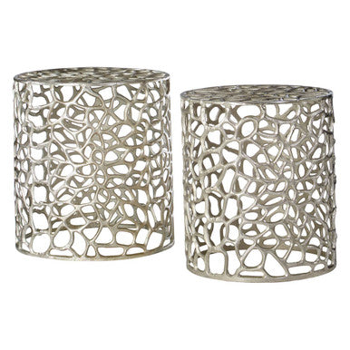 Templar Set of 2 Side Tables With Silver Finish
