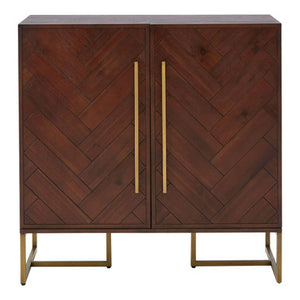 Brando Acacia Veneer Drinks Cabinet with Antique Brass Finish Legs