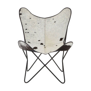 Buffalo Black and White Hair on Leather Butterfly Chair