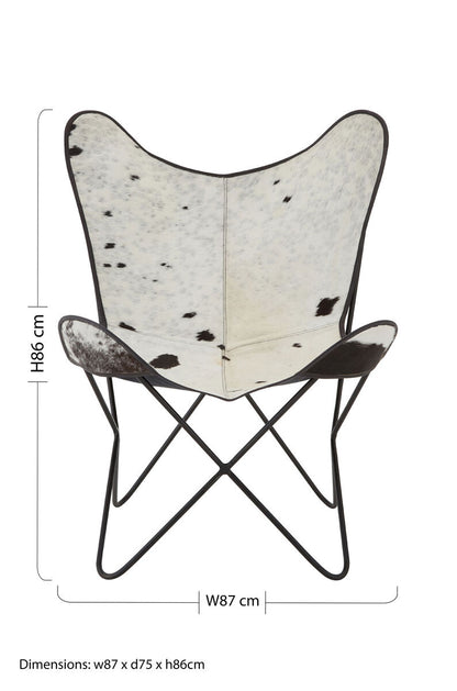 Buffalo Black and White Cowhide Butterfly Chair