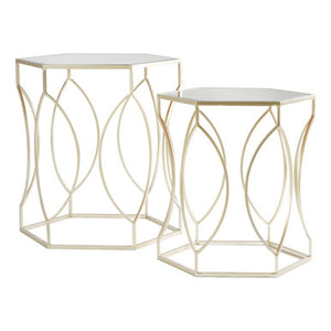 Avantis Set Of 2 Hexagon Champagne Finish Tables