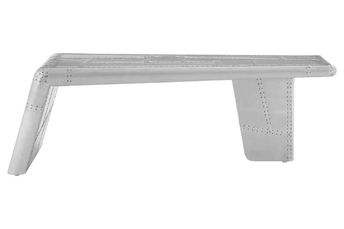 Gray metal bench with a white background