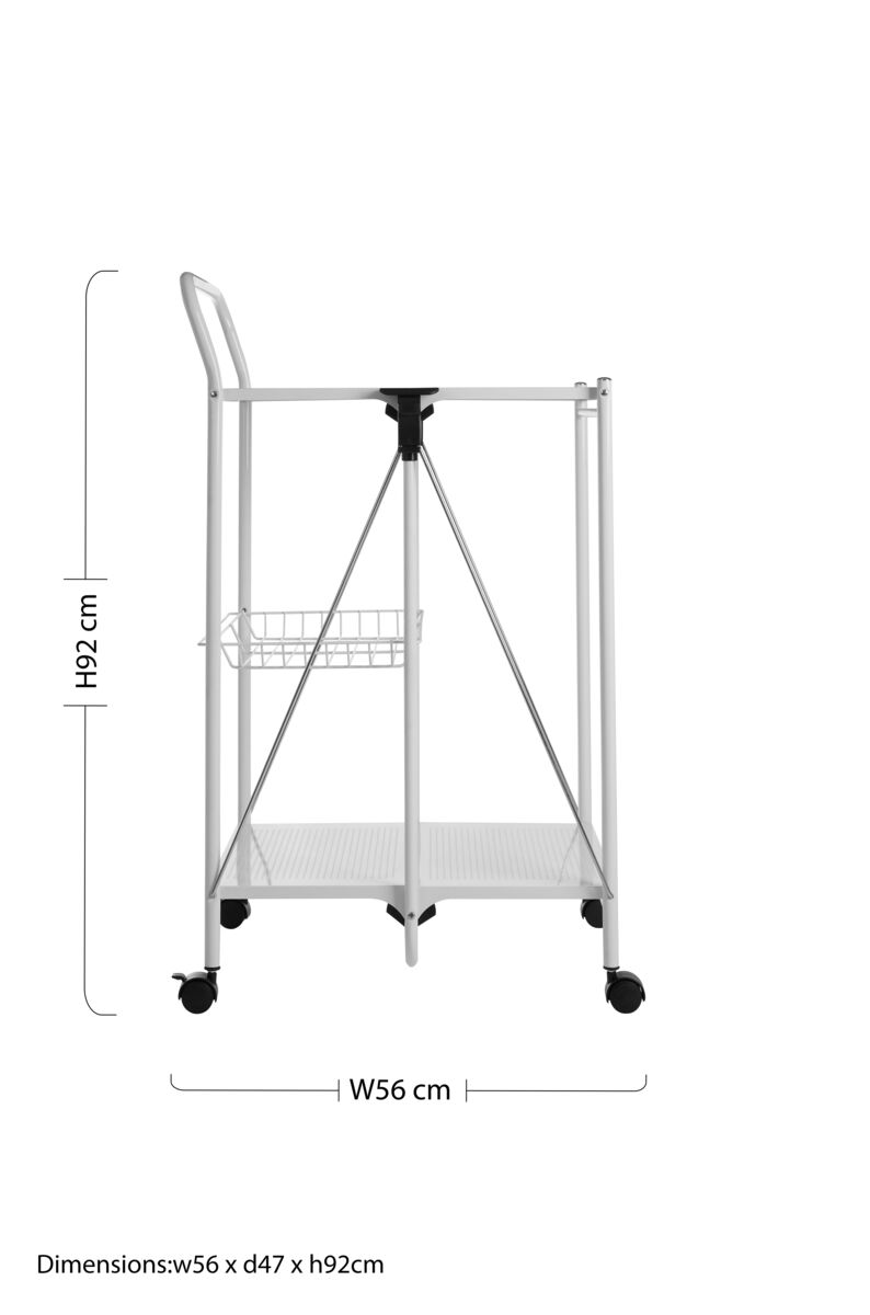 Harlow White Rectangular Folding Kitchen Trolley