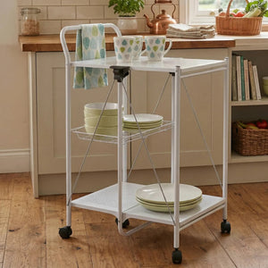 Harlow White Finish Folding Kitchen Trolley