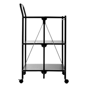 Black Rectangular Folding Kitchen Trolley with 3 Shelves | Harlow